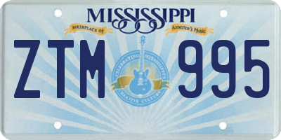 MS license plate ZTM995