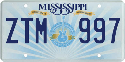 MS license plate ZTM997