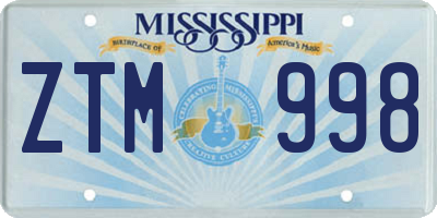 MS license plate ZTM998
