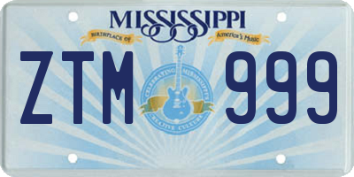 MS license plate ZTM999