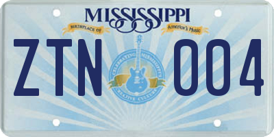 MS license plate ZTN004