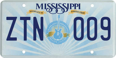 MS license plate ZTN009