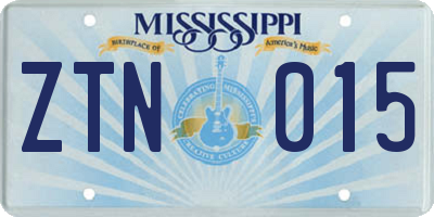MS license plate ZTN015