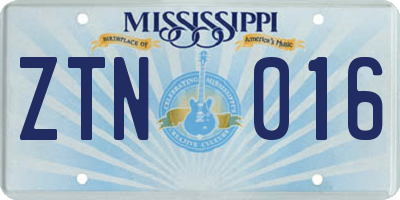 MS license plate ZTN016