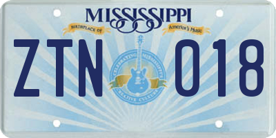 MS license plate ZTN018