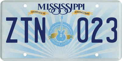 MS license plate ZTN023