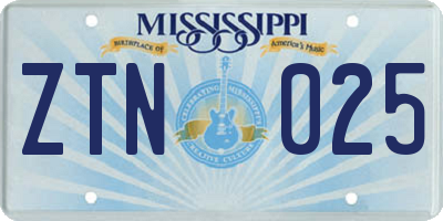 MS license plate ZTN025