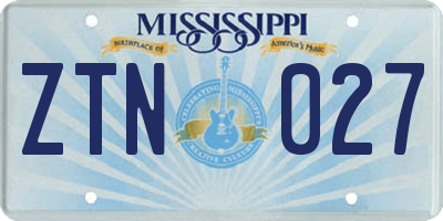 MS license plate ZTN027