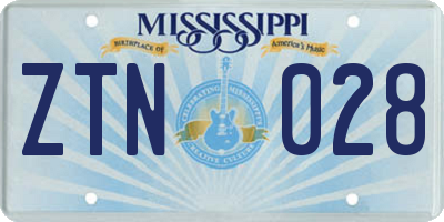MS license plate ZTN028