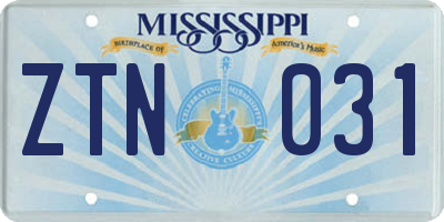 MS license plate ZTN031