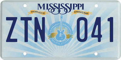 MS license plate ZTN041