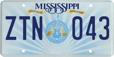 MS license plate ZTN043