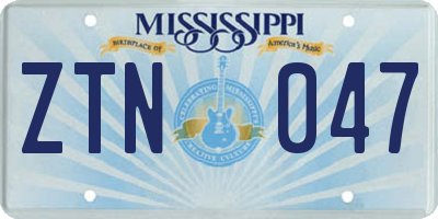 MS license plate ZTN047