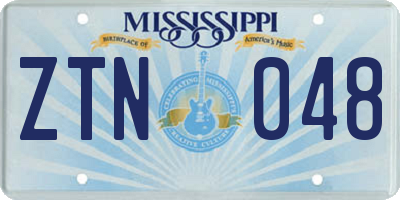 MS license plate ZTN048
