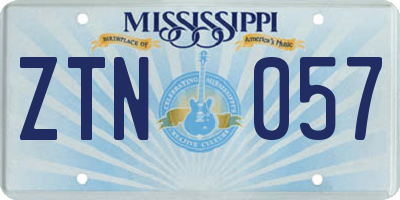MS license plate ZTN057