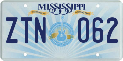 MS license plate ZTN062
