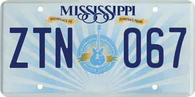 MS license plate ZTN067