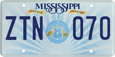 MS license plate ZTN070