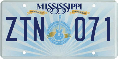 MS license plate ZTN071