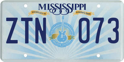 MS license plate ZTN073