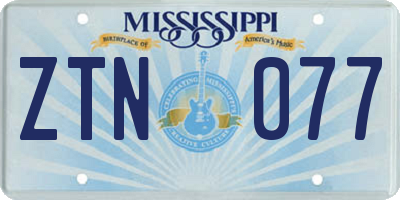 MS license plate ZTN077