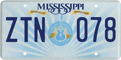 MS license plate ZTN078