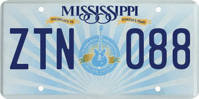 MS license plate ZTN088