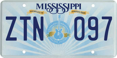 MS license plate ZTN097