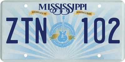 MS license plate ZTN102