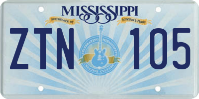 MS license plate ZTN105