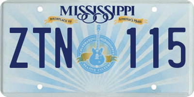 MS license plate ZTN115
