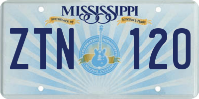 MS license plate ZTN120