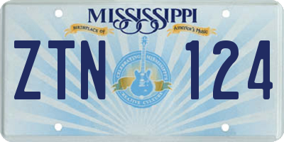 MS license plate ZTN124