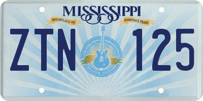 MS license plate ZTN125