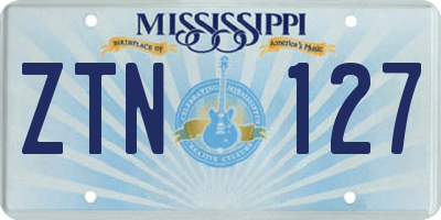 MS license plate ZTN127