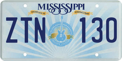 MS license plate ZTN130