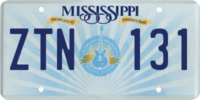 MS license plate ZTN131