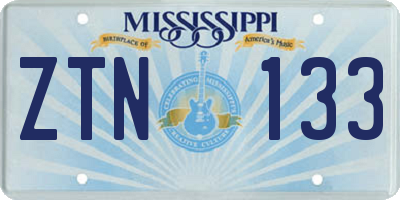 MS license plate ZTN133