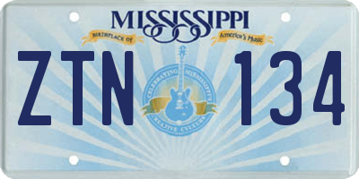 MS license plate ZTN134