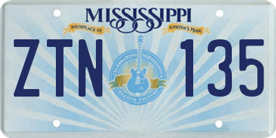 MS license plate ZTN135