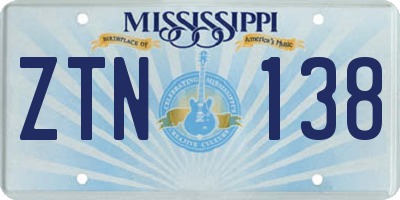 MS license plate ZTN138