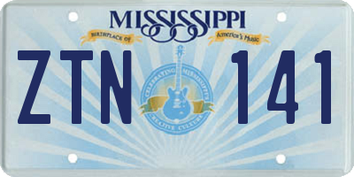 MS license plate ZTN141