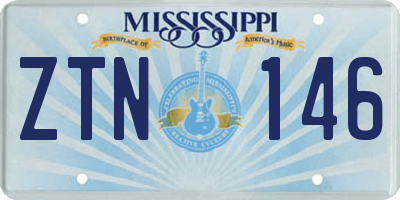 MS license plate ZTN146