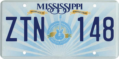 MS license plate ZTN148