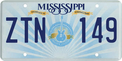 MS license plate ZTN149
