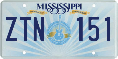 MS license plate ZTN151
