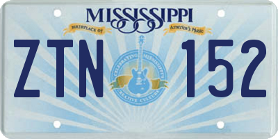 MS license plate ZTN152