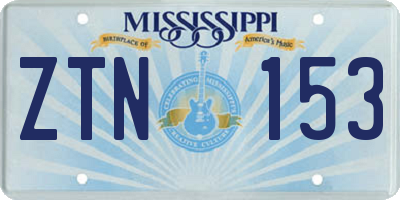MS license plate ZTN153