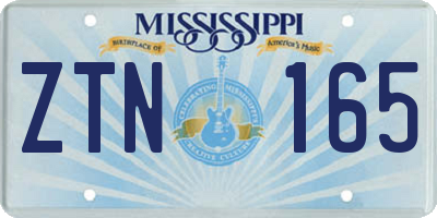 MS license plate ZTN165