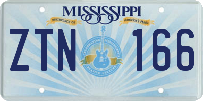 MS license plate ZTN166